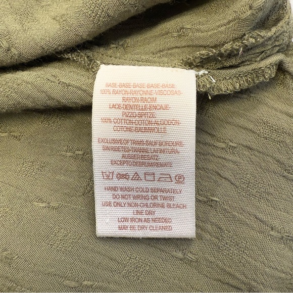 Free People Crochet Lace Button Front Blouse Olive Green Oversized Women’s XS - Picture 7 of 7